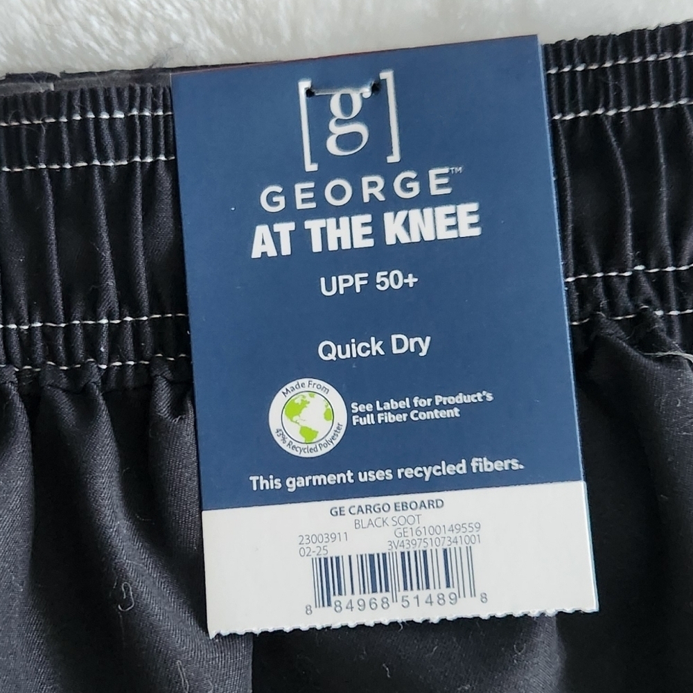 George Men’s Black Cargo Eboard Swim Shorts, Size Small (28–30), 9” Inseam, NWT - Picture 10 of 16